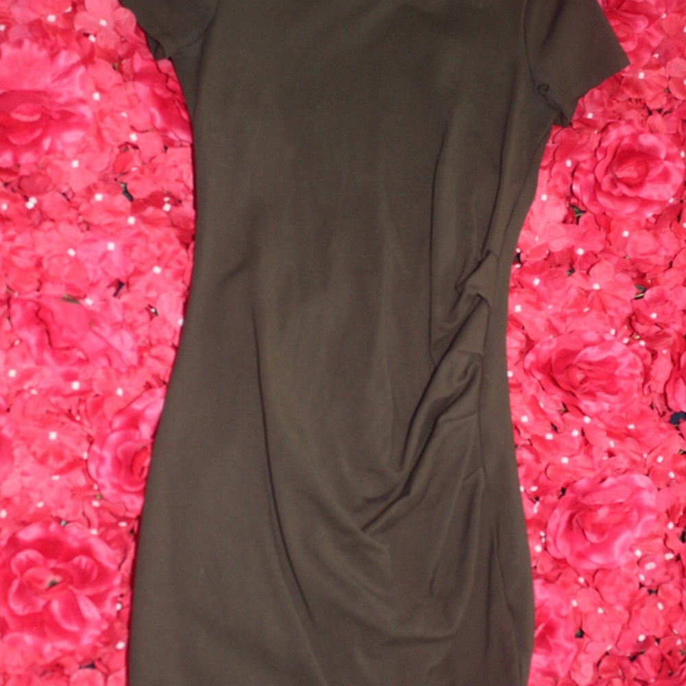 Olive green fitted body on dress